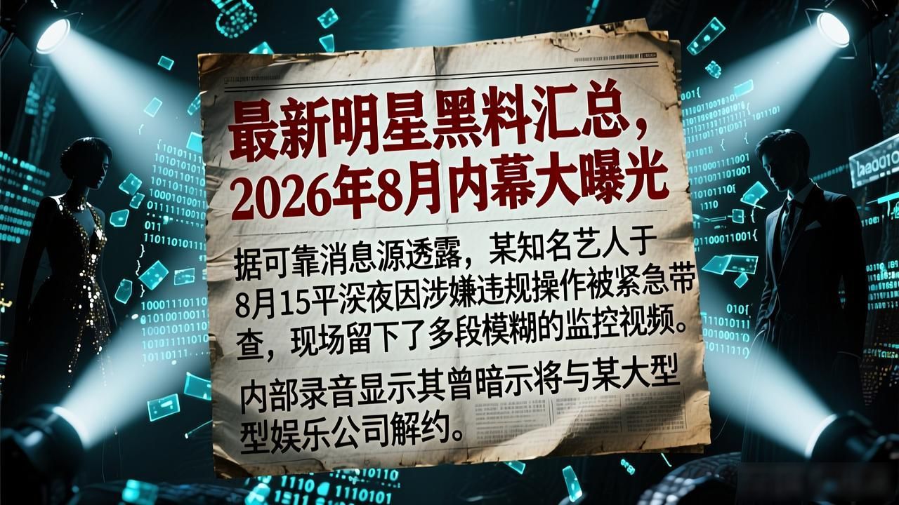 最新明星黑料汇总，2026年8月内幕大曝光